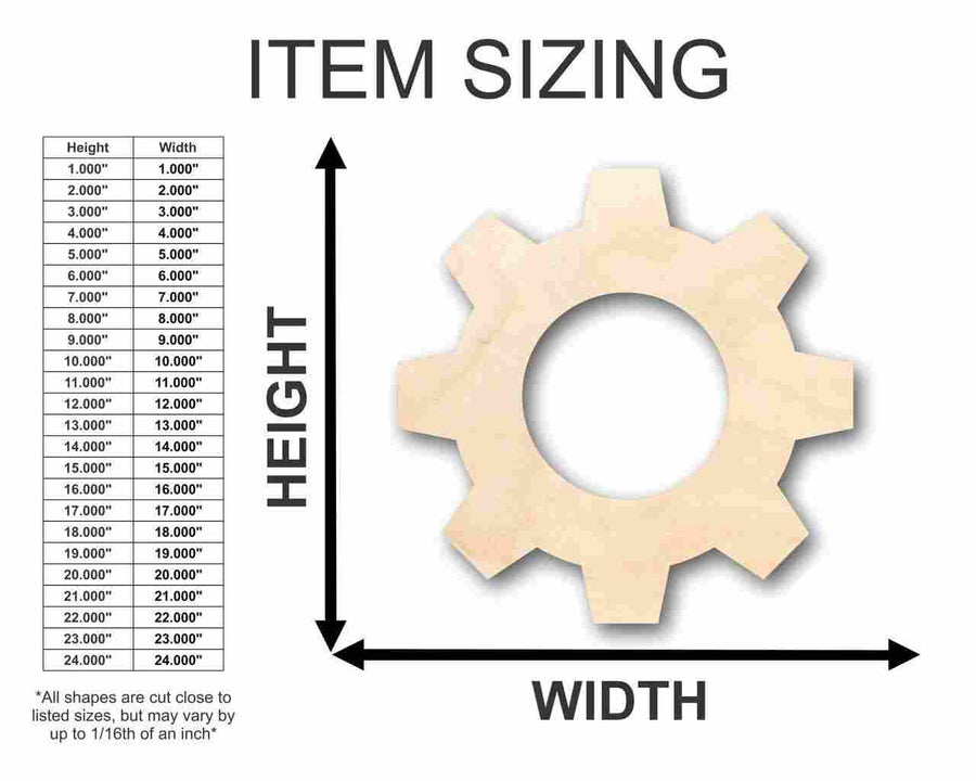 Unfinished Wood Gear Shape - Steampunk Wedding DIY - Craft - up to 46" DIY - NameSigns.com