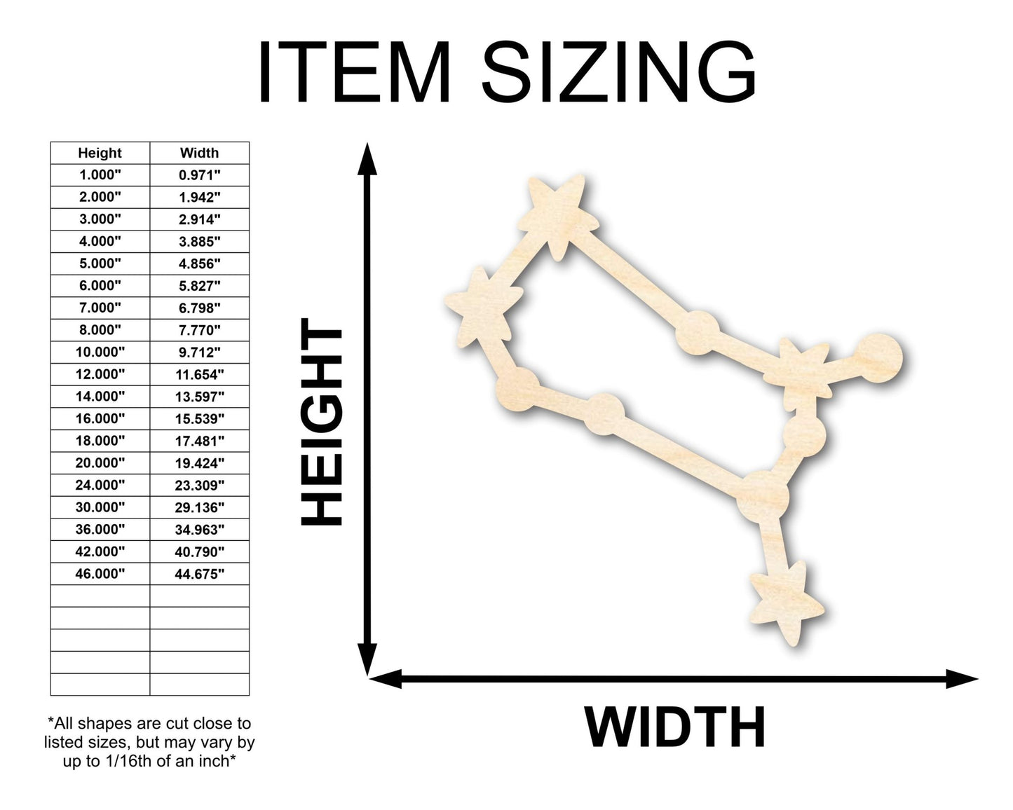 Unfinished Wood Gemini Constellation Shape - Zodiac Craft - up to 46" - NameSigns.com