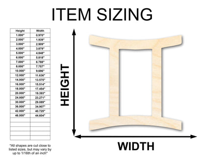Unfinished Wood Gemini Sign Shape - Zodiac Craft - up to 46" - NameSigns.com