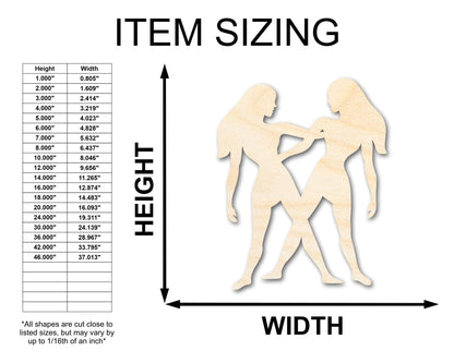 Unfinished Wood Gemini Twins Shape - Zodiac Craft - up to 46" - NameSigns.com