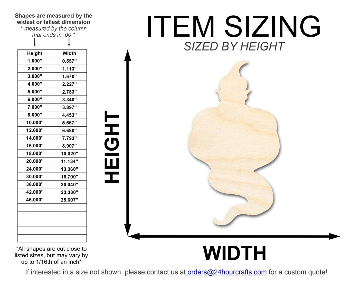 Unfinished Wood Genie Shape | DIY Craft Cutout | up to 46" DIY - NameSigns.com