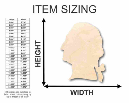 Unfinished Wood George Washington Shape - History - America - Craft - up to 46" DIY - NameSigns.com