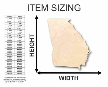 Unfinished Wood Georgia Shape - State - Craft - up to 46" DIY - NameSigns.com