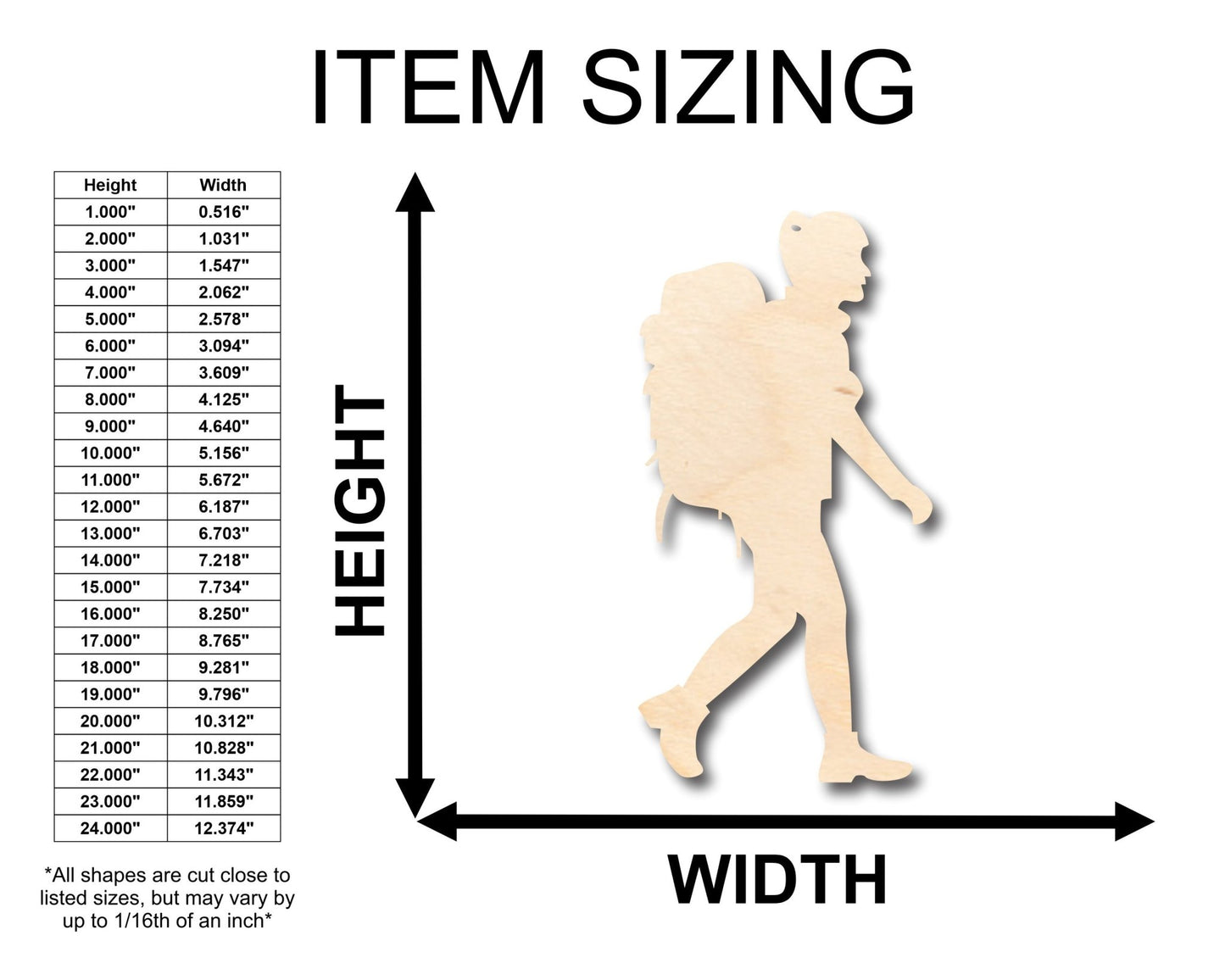 Unfinished Wood Girl Hike Shape - Craft - up to 46" DIY - NameSigns.com