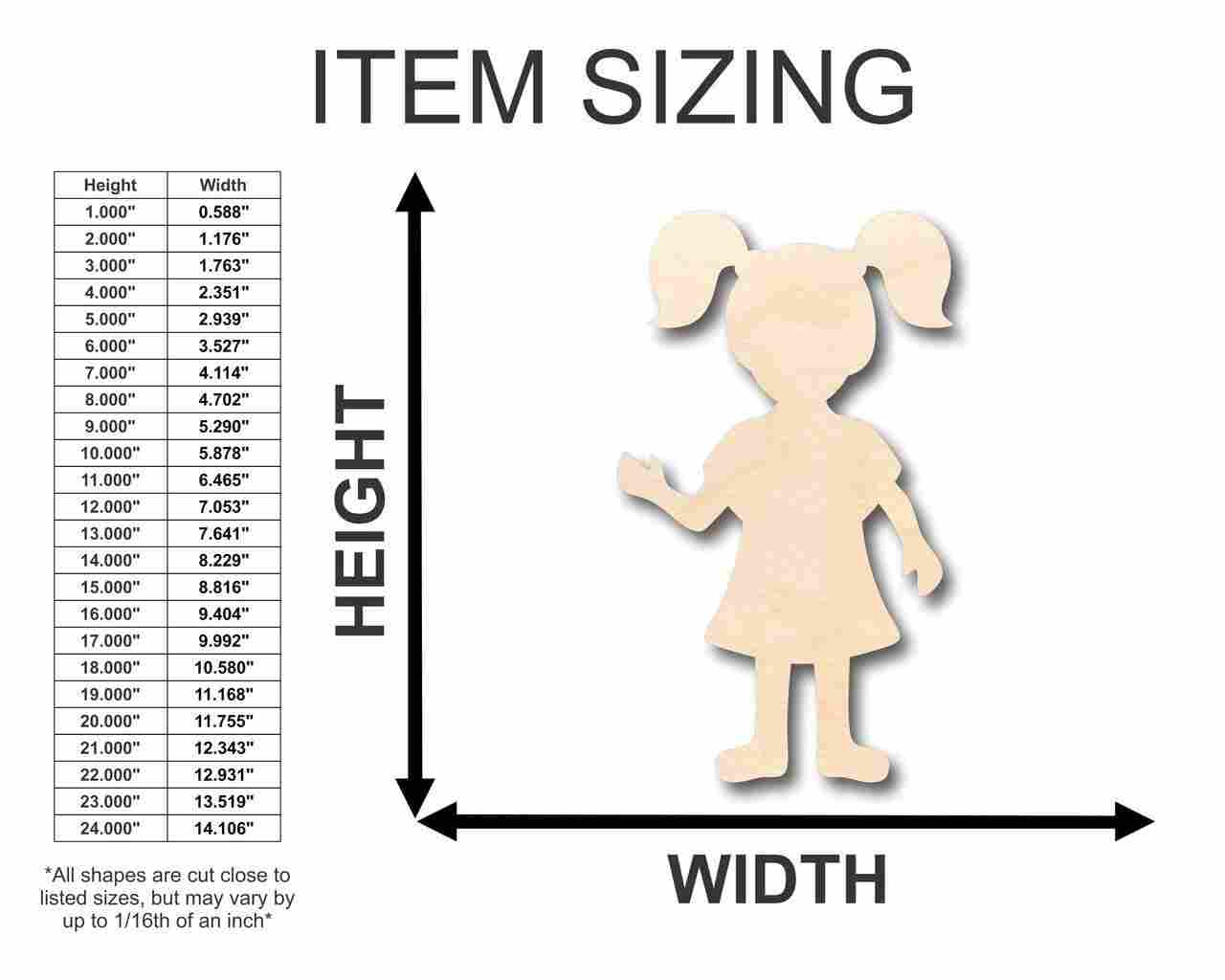 Unfinished Wood Girl Shape - Kid - Craft - up to 46" DIY - NameSigns.com