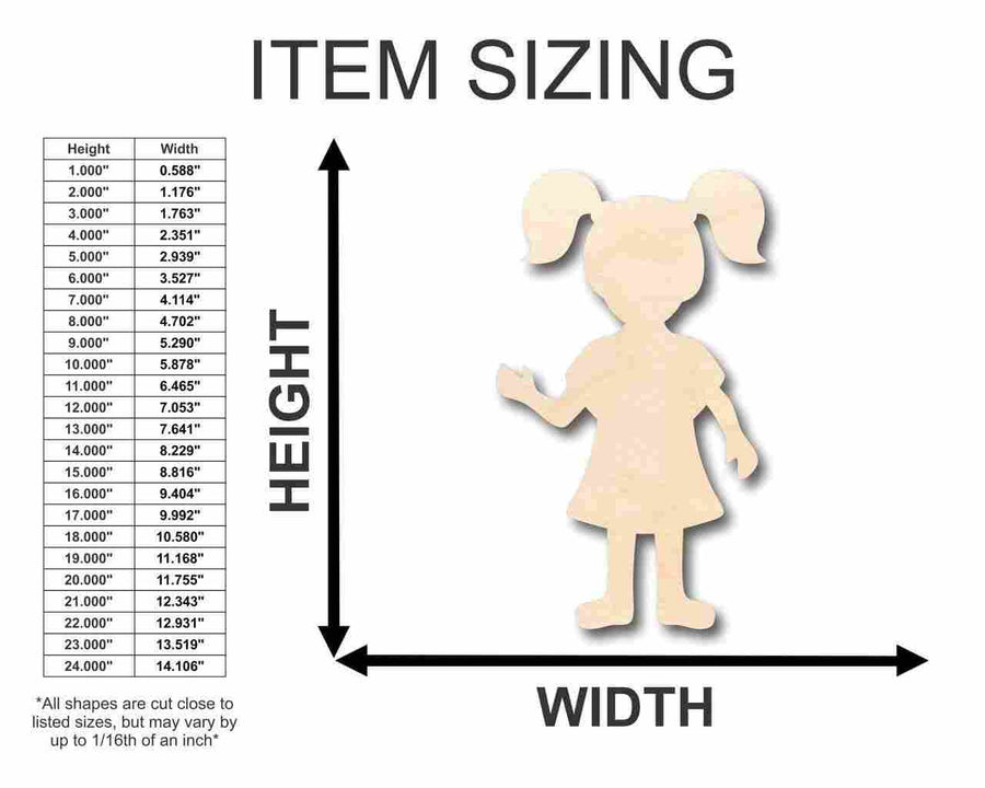Unfinished Wood Girl Shape - Kid - Craft - up to 46" DIY - NameSigns.com