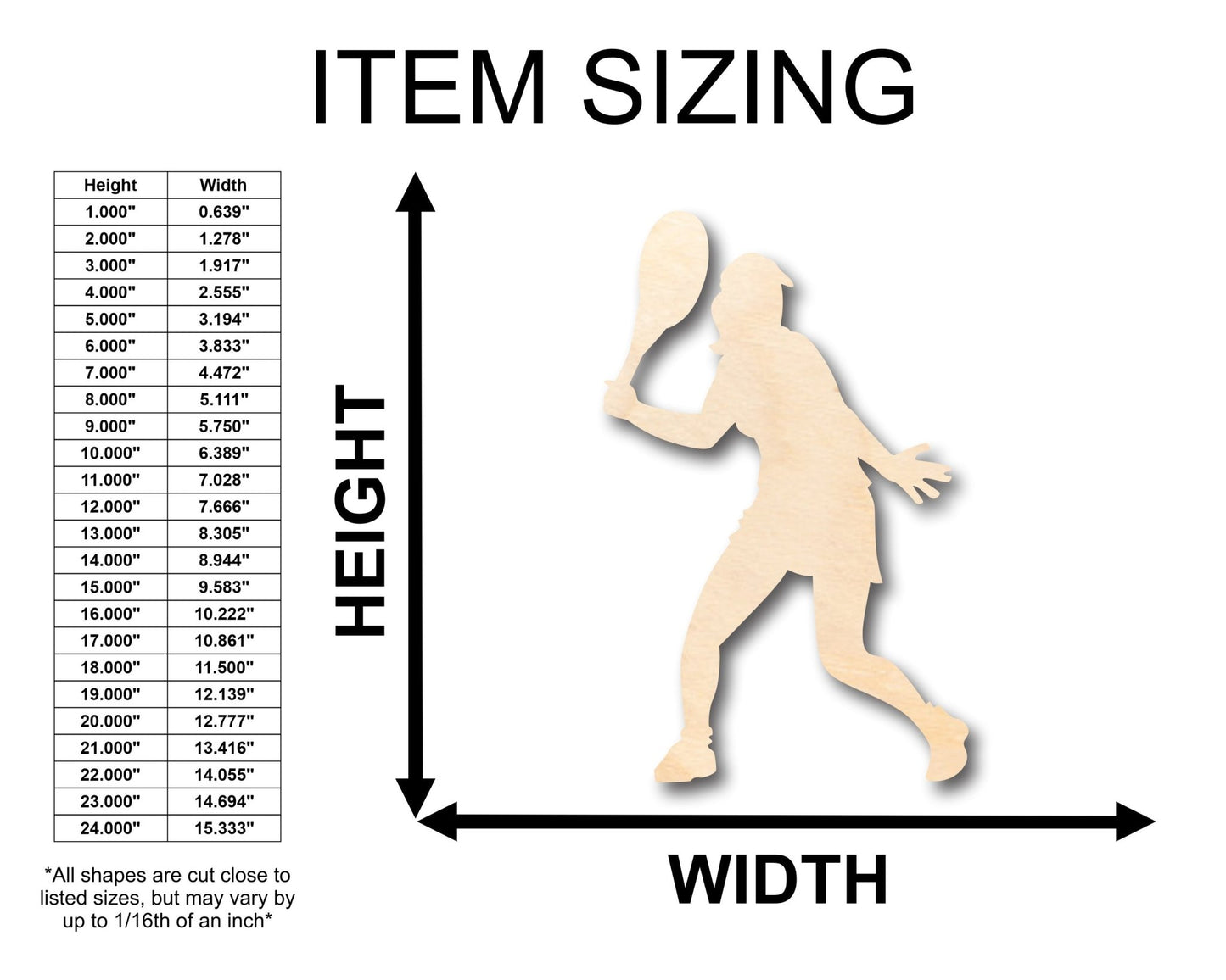 Unfinished Wood Girl Tennis Shape - Craft - up to 46" DIY - NameSigns.com