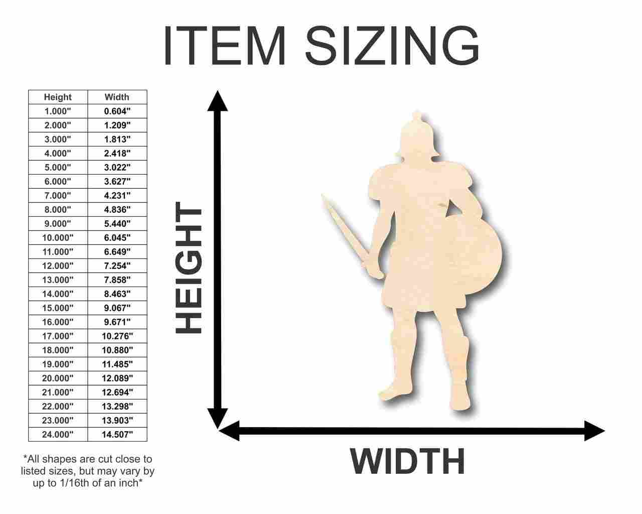 Unfinished Wood Gladiator Shape - Roman History - Craft - up to 46" DIY - NameSigns.com