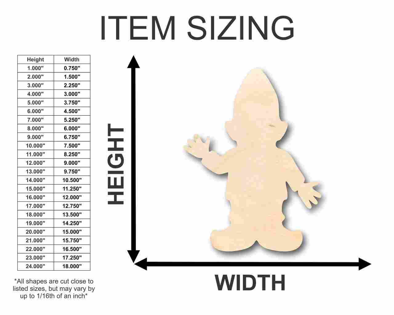 Unfinished Wood Gnome Shape - Garden - Mythical - Craft - up to 46" DIY - NameSigns.com