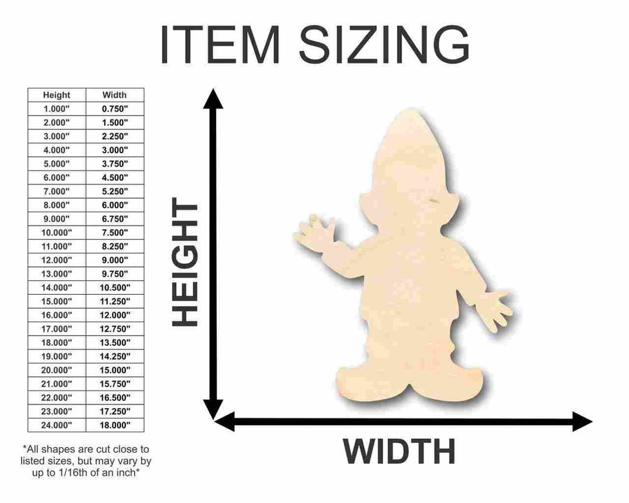 Unfinished Wood Gnome Shape - Garden - Mythical - Craft - up to 46" DIY - NameSigns.com