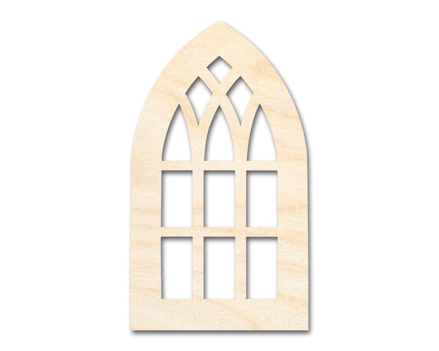 Unfinished Wood Gothic Window Shape | Craft Cutout | up to 46" DIY - NameSigns.com