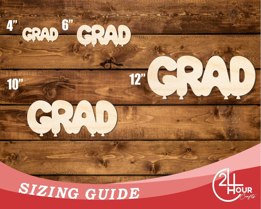 Unfinished Wood Grad Balloons Shape | DIY Craft Cutout | up to 46" DIY - NameSigns.com