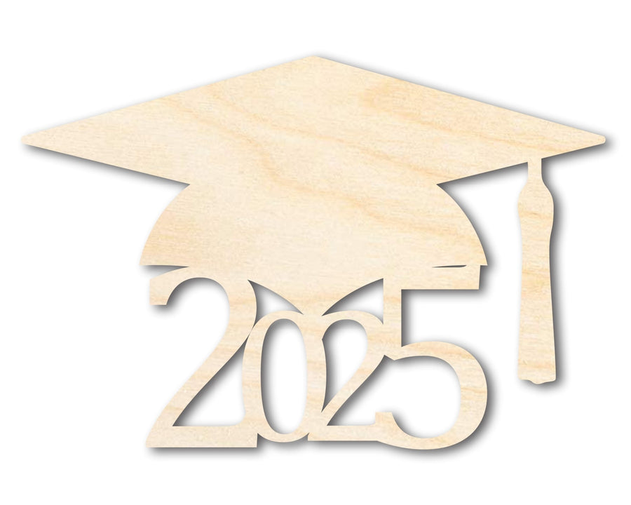 Unfinished Wood Grad Cap 2025 Shape | DIY Craft Cutout | up to 46" DIY - NameSigns.com