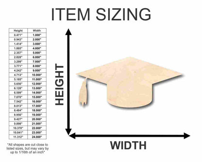 Unfinished Wood Graduation Cap Shape - Craft - up to 46" DIY - NameSigns.com
