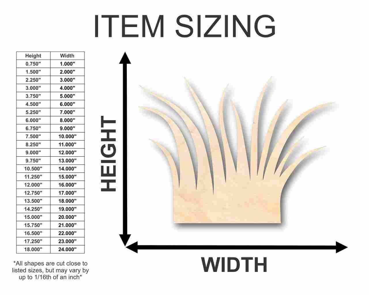 Unfinished Wood Grass Shape - Plants - Craft - up to 46" DIY - NameSigns.com