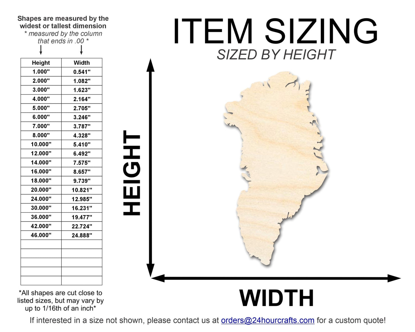 Unfinished Wood Greenland Shape | DIY Craft Cutout | up to 46" DIY - NameSigns.com
