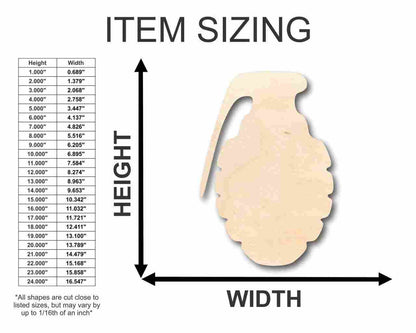 Unfinished Wood Grenade Shape - Military - Craft - up to 46" DIY - NameSigns.com