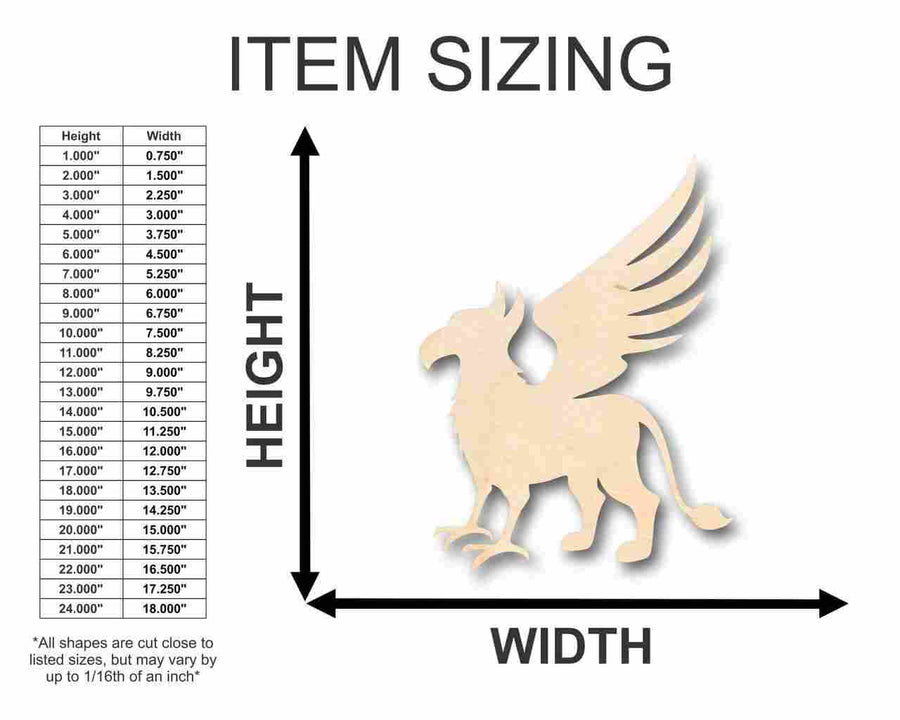 Unfinished Wood Griffin Shape - Mythical - Beast - Craft - up to 46" DIY - NameSigns.com