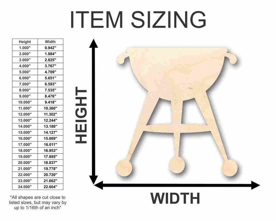 Unfinished Wood Grill Shape - Summer - Craft - up to 46" DIY - NameSigns.com