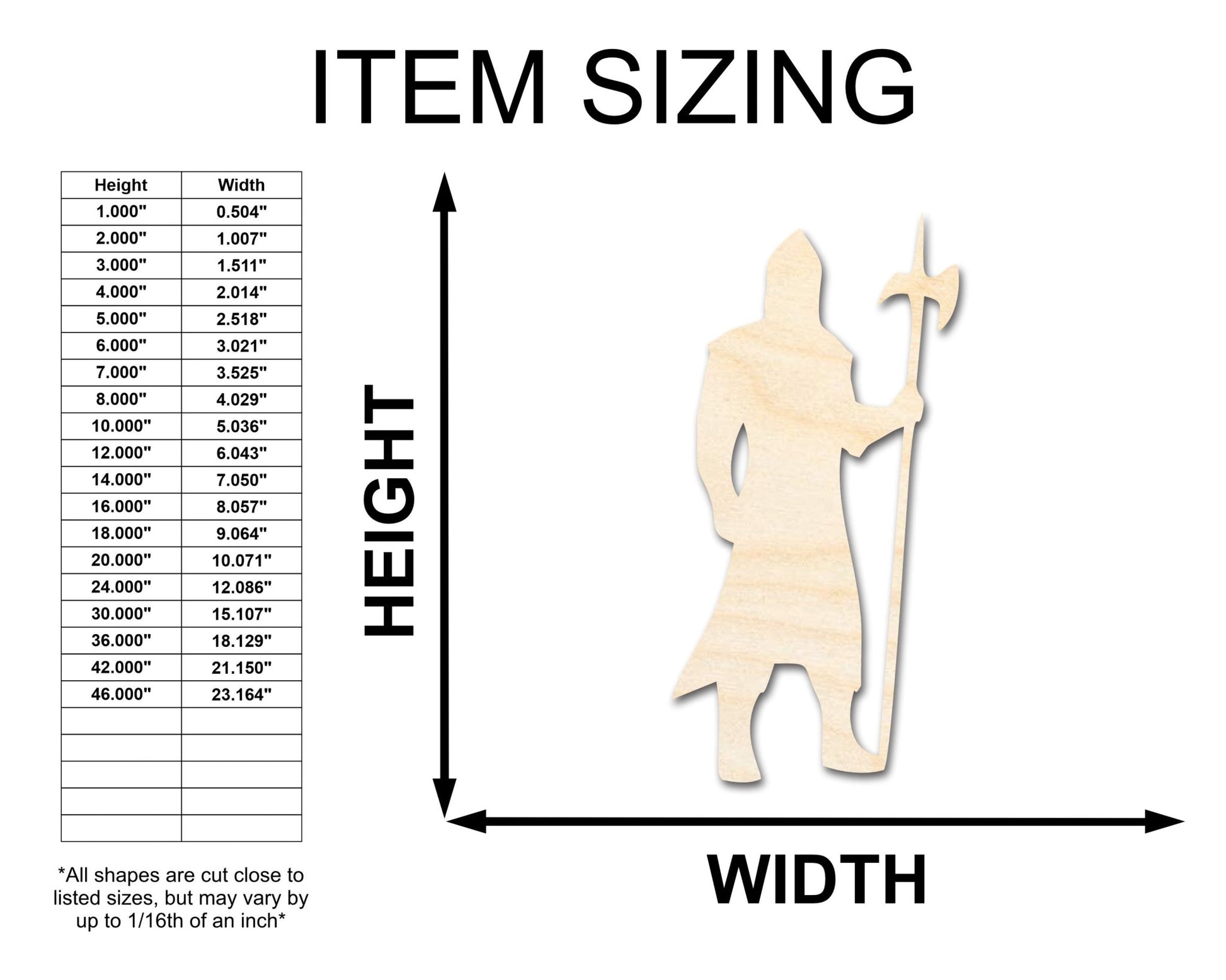 Unfinished Wood Guardsman Shape - Craft - up to 46" - NameSigns.com