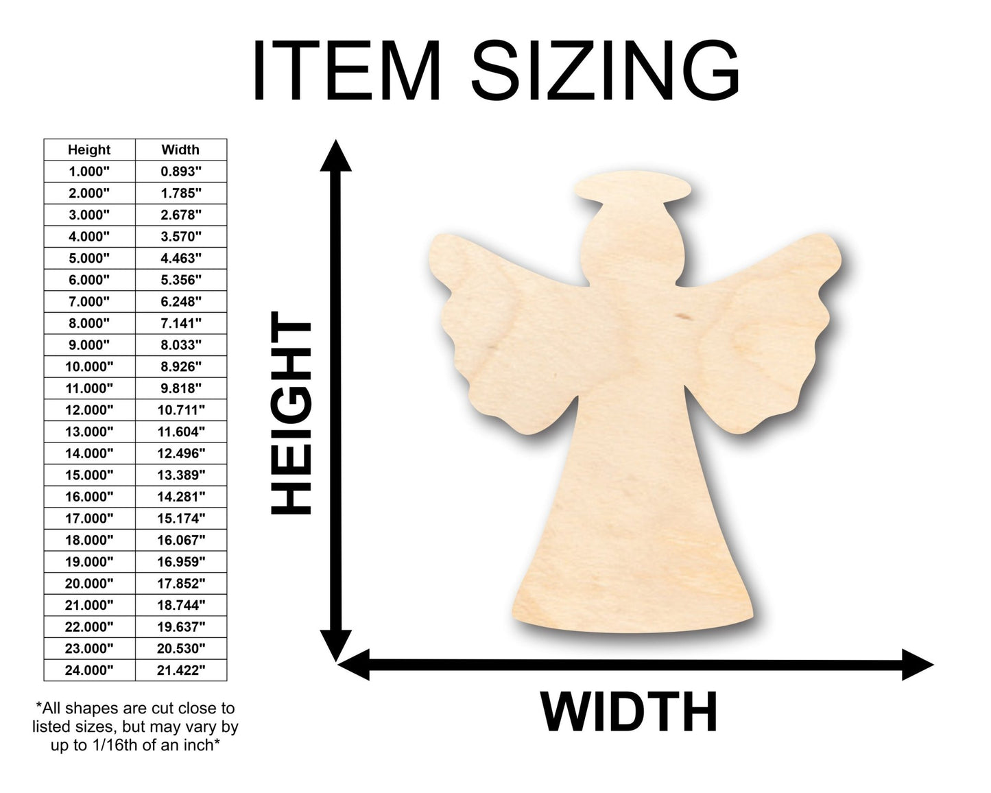 Unfinished Wood Halo Angel Shape - Craft - up to 46" DIY - NameSigns.com