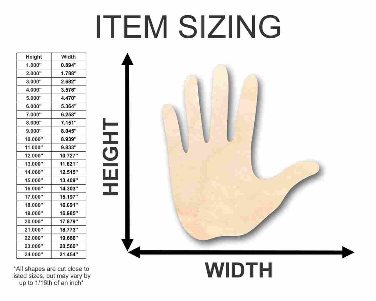 Unfinished Wood Hand Shape - Craft - up to 46" DIY - NameSigns.com
