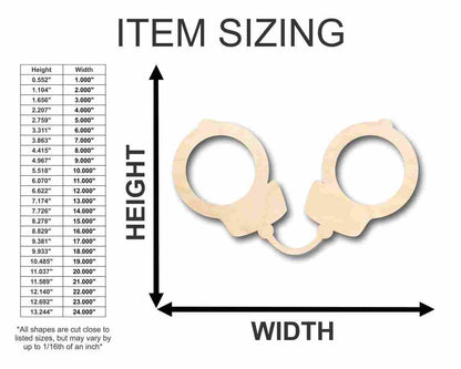 Unfinished Wood Handcuff Shape - Police - Law - Craft - up to 46" DIY - NameSigns.com