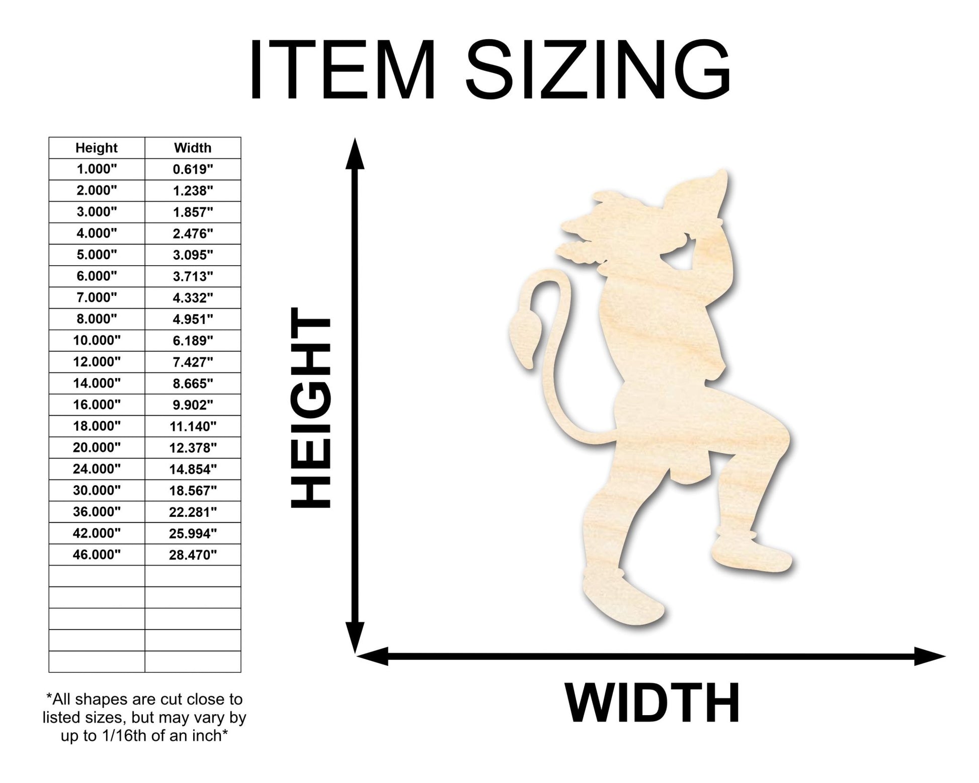 Unfinished Wood Hanuman Shape - Craft - up to 46" - NameSigns.com