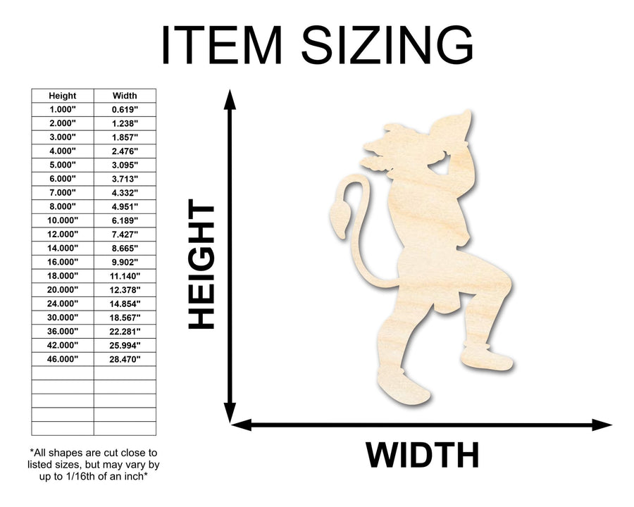 Unfinished Wood Hanuman Shape - Craft - up to 46" - NameSigns.com