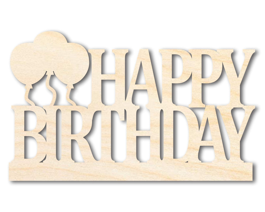 Unfinished Wood Happy Birthday Shape | DIY Craft Cutout | up to 46" DIY - NameSigns.com