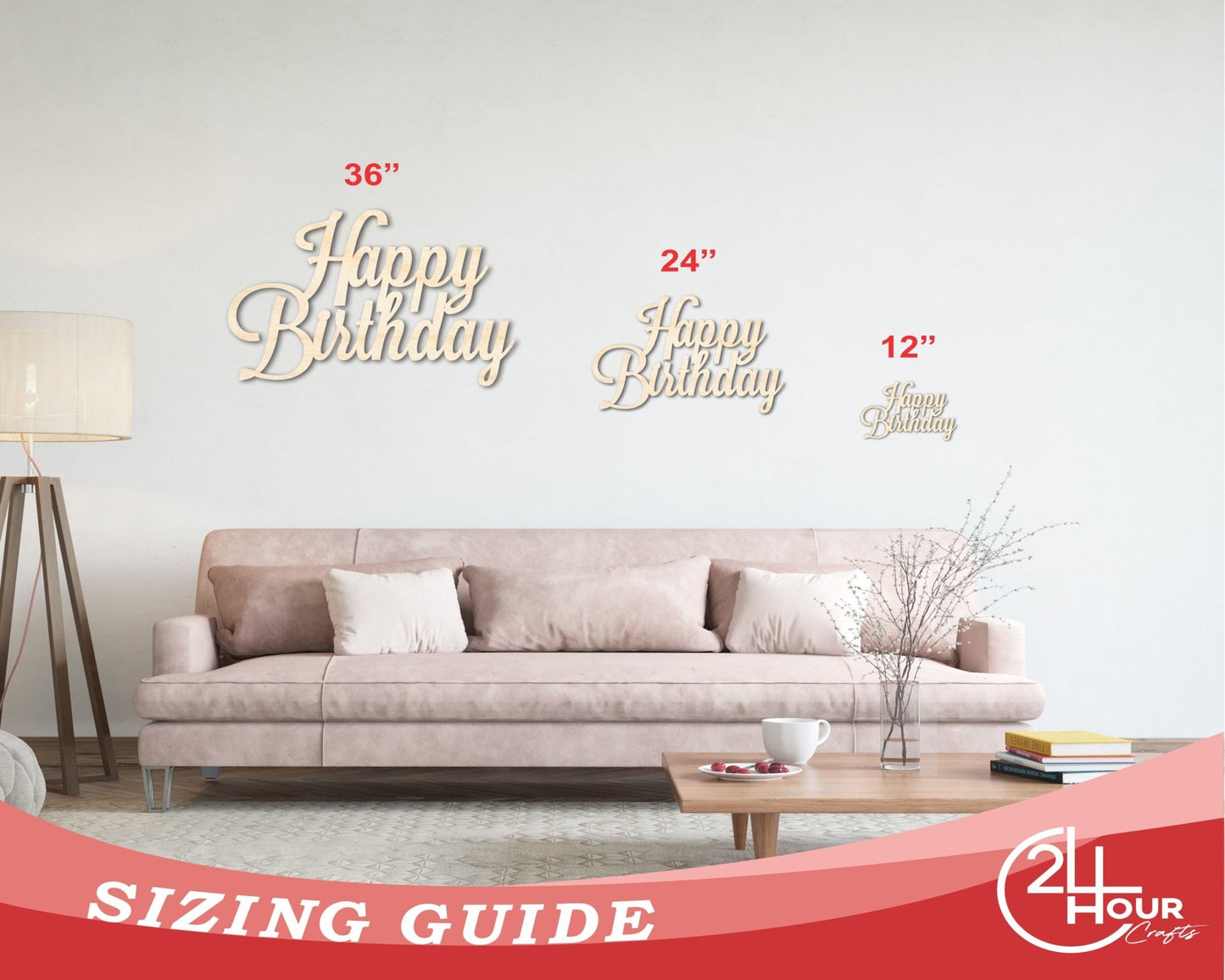 Unfinished Wood Happy Birthday Shape - Word Craft - up to 46" - NameSigns.com