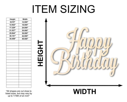 Unfinished Wood Happy Birthday Shape - Word Craft - up to 46" - NameSigns.com