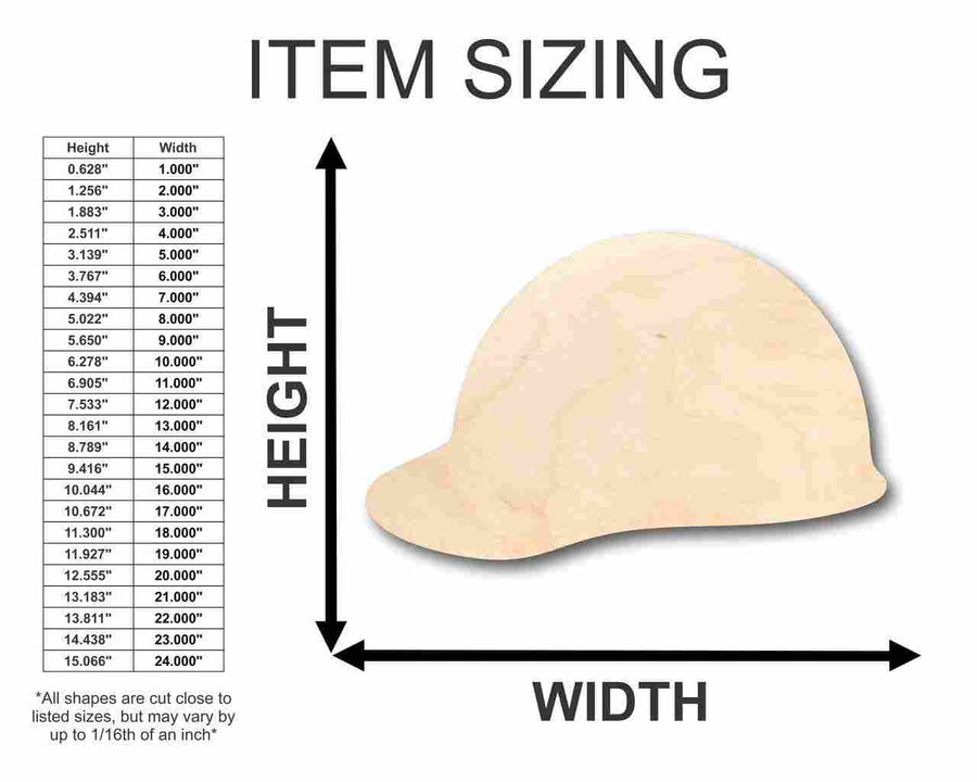 Unfinished Wood Hard Hat Shape - Construction - Tool - Craft - up to 46" DIY - NameSigns.com
