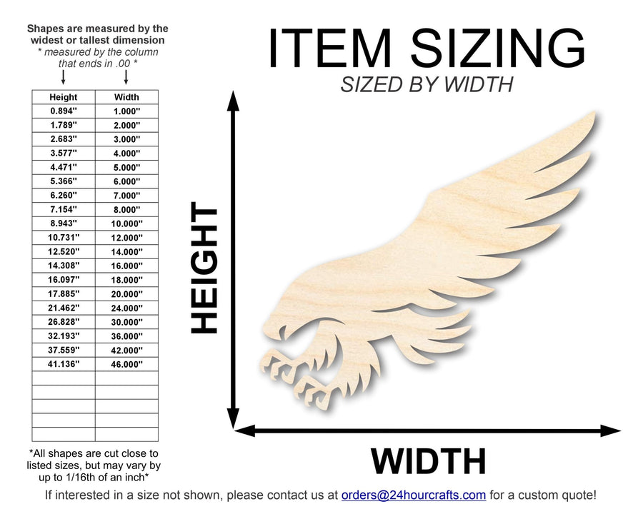 Unfinished Wood Hawk Mascot Shape | DIY Craft Cutout | up to 46" DIY - NameSigns.com