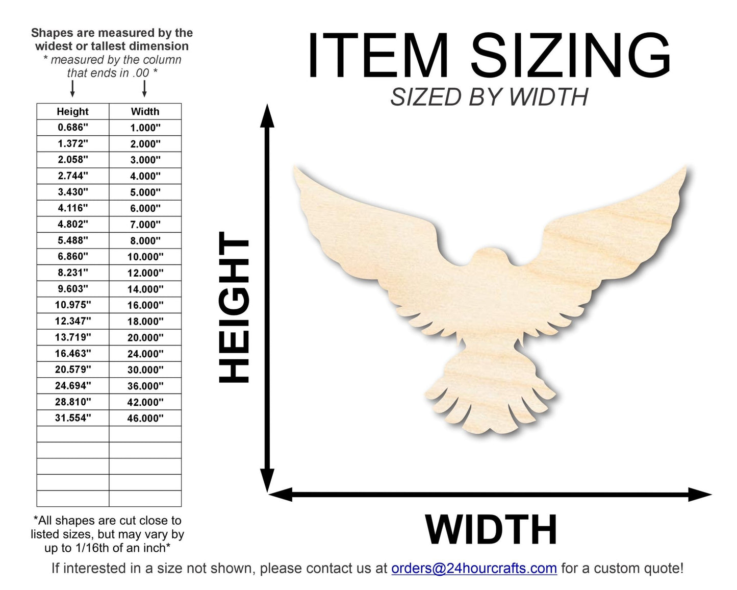 Unfinished Wood Hawk Mascot Shape | DIY Craft Cutout | up to 46" DIY - NameSigns.com