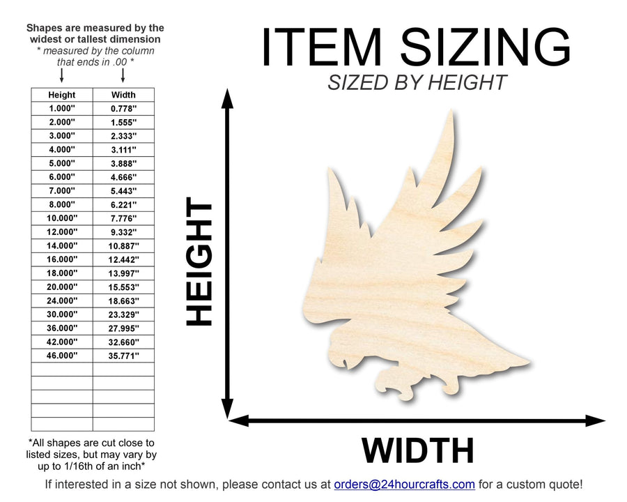 Unfinished Wood Hawk Mascot Shape | DIY Craft Cutout | up to 46" DIY - NameSigns.com