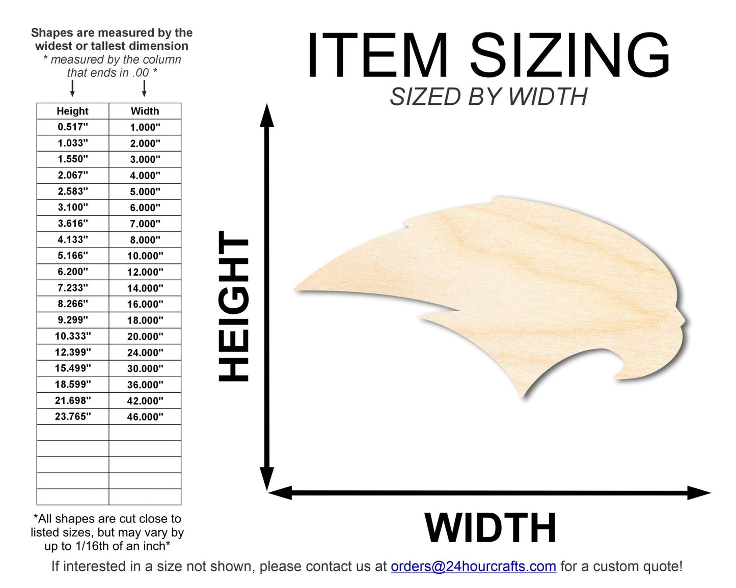 Unfinished Wood Hawk Mascot Shape | DIY Craft Cutout | up to 46" DIY - NameSigns.com