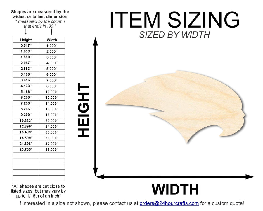 Unfinished Wood Hawk Mascot Shape | DIY Craft Cutout | up to 46" DIY - NameSigns.com
