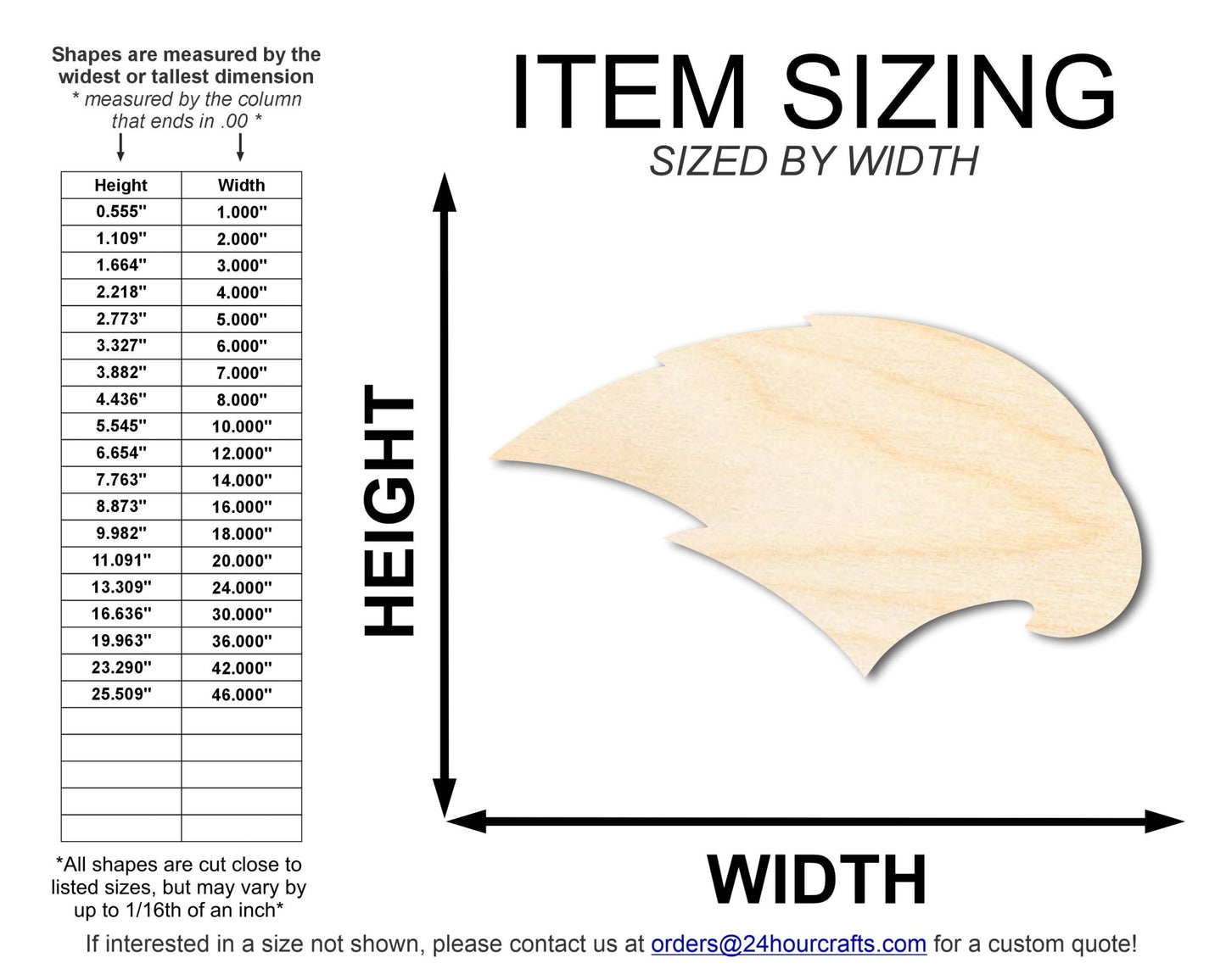 Unfinished Wood Hawk Mascot Shape | DIY Craft Cutout | up to 46" DIY - NameSigns.com