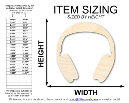 Unfinished Wood Headphones Shape | DIY Craft Cutout | up to 46" DIY - NameSigns.com
