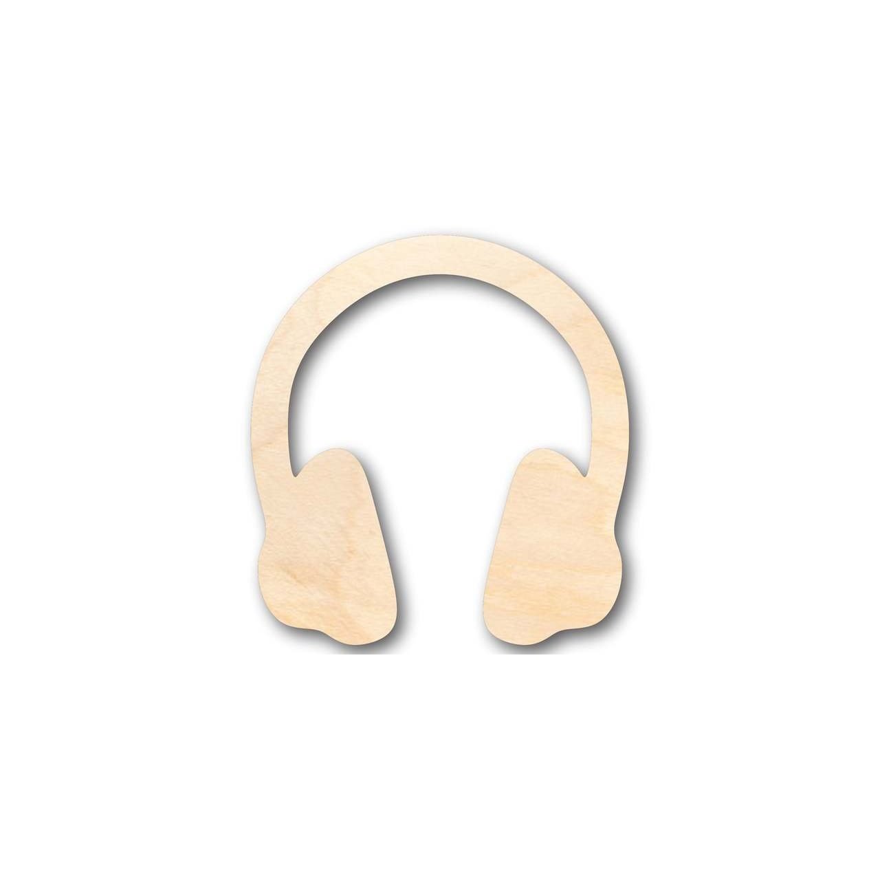 Unfinished Wood Headphones Shape - Music - Craft - up to 46" DIY - NameSigns.com