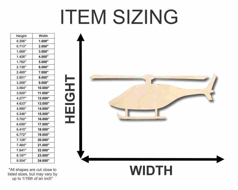 Unfinished Wood Helicopter Shape - Military - News - Craft - up to 46" DIY - NameSigns.com