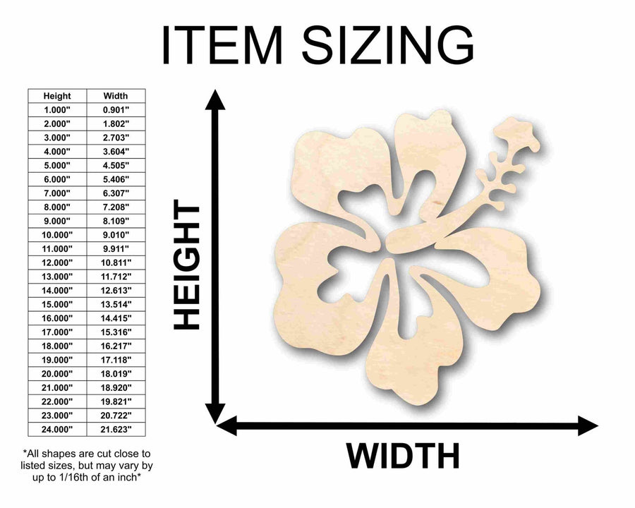 Unfinished Wood Hibiscus Flower Silhouette - Craft - up to 46" DIY - NameSigns.com