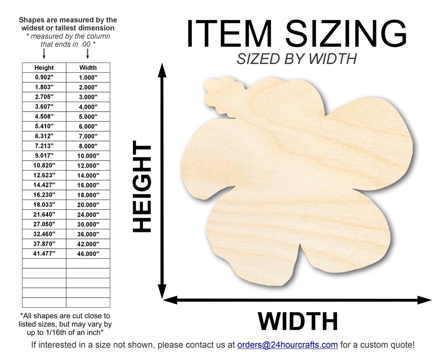 Unfinished Wood Hibiscus Flower Silhouette | DIY Craft Cutout | up to 46" DIY - NameSigns.com