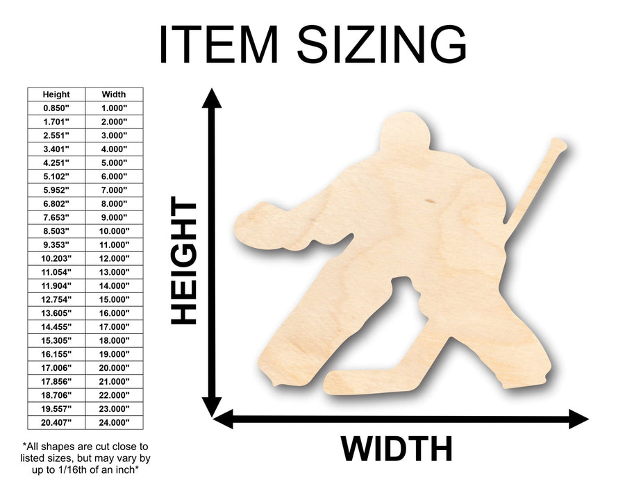 Unfinished Wood Hockey Goalie Shape - Craft - up to 46" DIY - NameSigns.com
