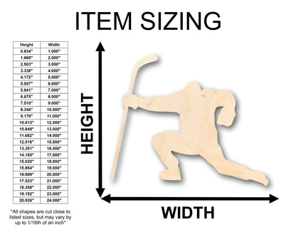 Unfinished Wood Hockey Player Shape - Craft - up to 46" DIY - NameSigns.com