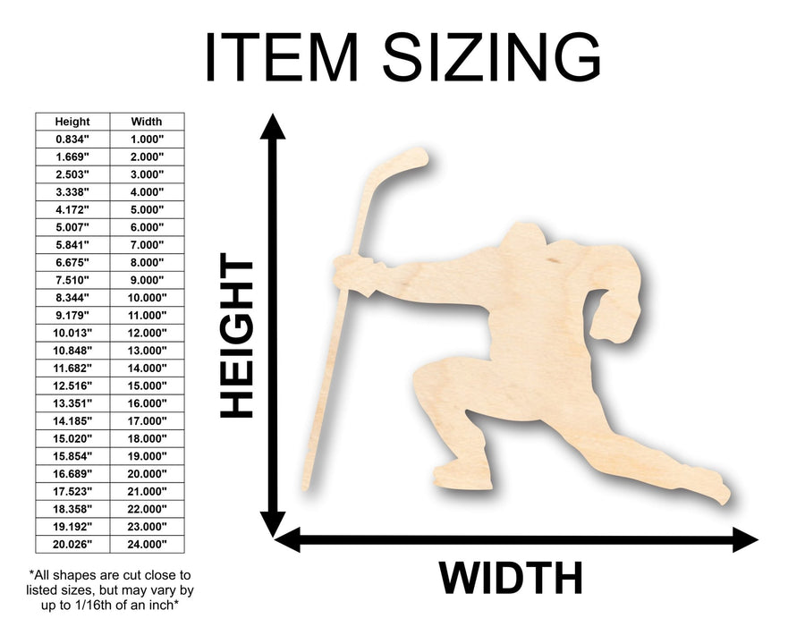Unfinished Wood Hockey Player Shape - Craft - up to 46" DIY - NameSigns.com