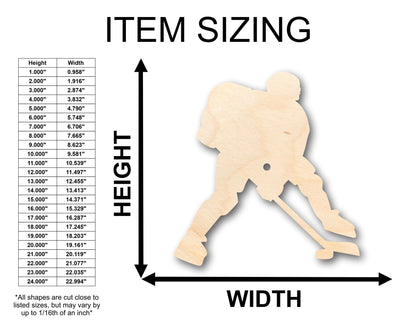 Unfinished Wood Hockey Player Shape - Craft - up to 46" DIY - NameSigns.com