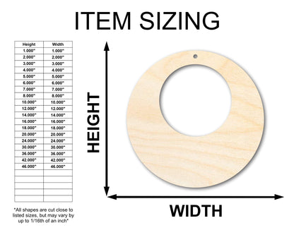 Unfinished Wood Hollow Circle Earring Blank Pair - DIY Jewelry Craft - Available in 1" to 3" - NameSigns.com