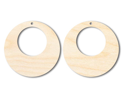 Unfinished Wood Hollow Circle Earring Blank Pair - DIY Jewelry Craft - Available in 1" to 3" - NameSigns.com